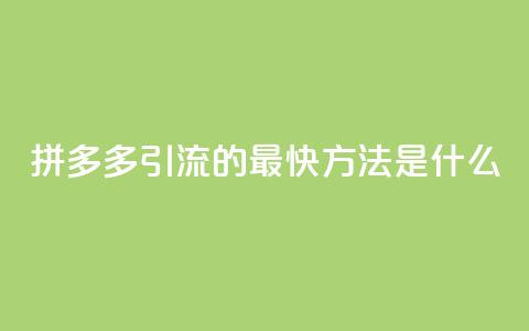 拼多多引流的最快方法是什么 - 拼多多引流的最快速度技巧~ 第1张 拼多多引流的最快方法是什么 - 拼多多引流的最快速度技巧~ 第1张