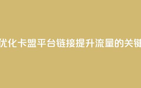 优化卡盟平台链接：提升流量的关键 第1张