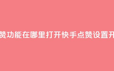 快手点赞功能在哪里打开(快手点赞设置开启位置) 第1张 快手点赞功能在哪里打开(快手点赞设置开启位置) 第1张