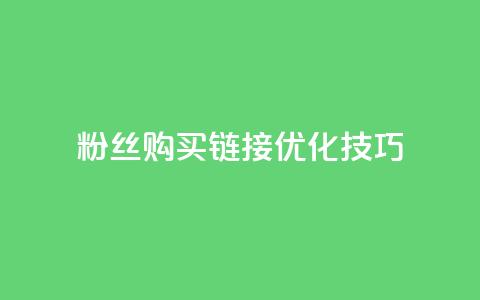 粉丝购买链接优化技巧 第1张 粉丝购买链接优化技巧 第1张