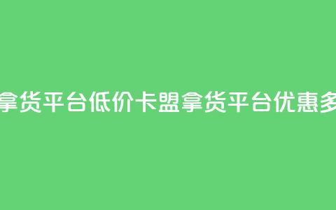 卡盟低价拿货平台 - 低价卡盟拿货平台,优惠多多~ 第1张 卡盟低价拿货平台 - 低价卡盟拿货平台,优惠多多~ 第1张