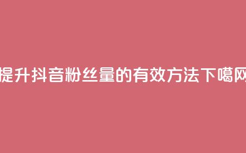提升抖音粉丝量的有效方法 第1张 提升抖音粉丝量的有效方法 第1张
