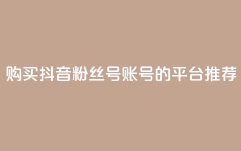 购买抖音粉丝号账号的平台推荐  第1张