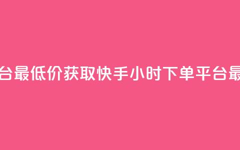 快手24小时下单平台最低价 - 获取快手24小时下单平台最优惠价格!  第1张