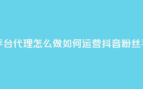 抖音粉丝平台代理怎么做(如何运营抖音粉丝平台) 第1张 抖音粉丝平台代理怎么做(如何运营抖音粉丝平台) 第1张