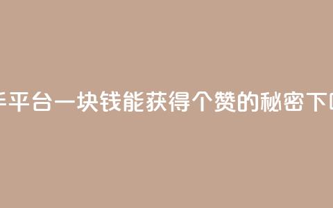 快手平台一块钱能获得100个赞的秘密  第1张