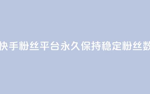 快手粉丝平台永久保持稳定粉丝数  第1张