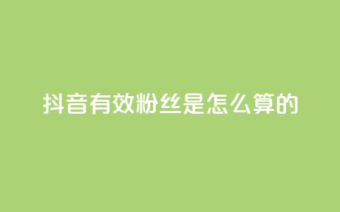 抖音有效粉丝是怎么算的 - 抖音如何计算有效粉丝数量？解析方法详解！~  第1张