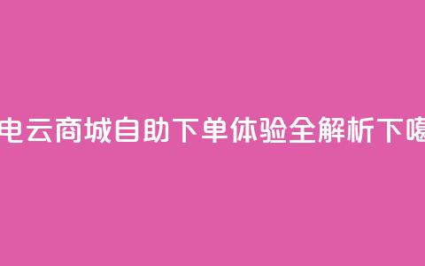 闪电云商城自助下单体验全解析  第1张