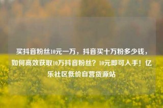 买抖音粉丝10元一万，抖音买十万粉多少钱，如何高效获取10万抖音粉丝？10元即可入手！亿乐社区低价自营货源站