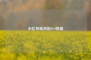 小红书每月扣19.9找谁
