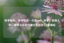 快手粉丝，快手粉丝一元涨1000，快手，连接人心，凝聚社区的力量亿乐社区SUP货源站