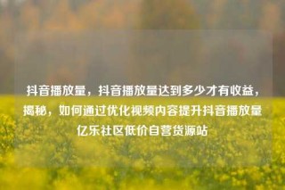 抖音播放量，抖音播放量达到多少才有收益，揭秘，如何通过优化视频内容提升抖音播放量亿乐社区低价自营货源站