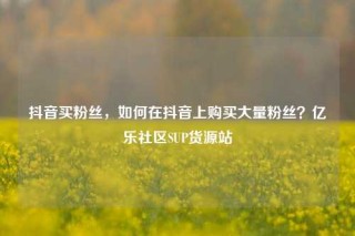 抖音买粉丝，如何在抖音上购买大量粉丝？亿乐社区SUP货源站