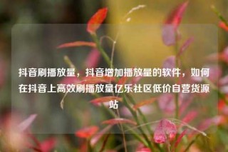 抖音刷播放量，抖音增加播放量的软件，如何在抖音上高效刷播放量亿乐社区低价自营货源站