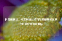 抖音刷粉丝，抖音刷粉丝技巧与策略解析亿乐社区低价自营货源站
