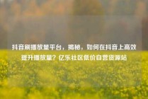 抖音刷播放量平台，揭秘，如何在抖音上高效提升播放量？亿乐社区低价自营货源站
