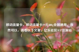 移动流量卡，移动流量卡29元300g全国通用，当然可以，请看以下文章，亿乐社区SUP货源站