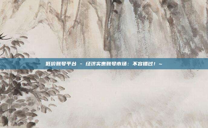 低价账号平台 - 经济实惠账号市场：不容错过！~  第1张