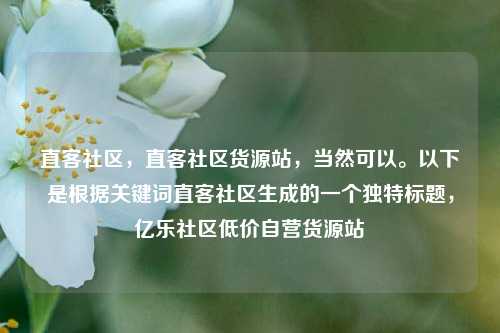 直客社区，直客社区货源站，当然可以。以下是根据关键词直客社区生成的一个独特标题	，亿乐社区低价自营货源站  第1张