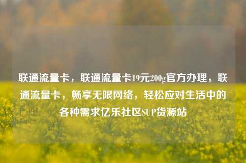 联通流量卡，联通流量卡19元200g官方办理，联通流量卡	，畅享无限网络，轻松应对生活中的各种需求亿乐社区SUP货源站  第1张