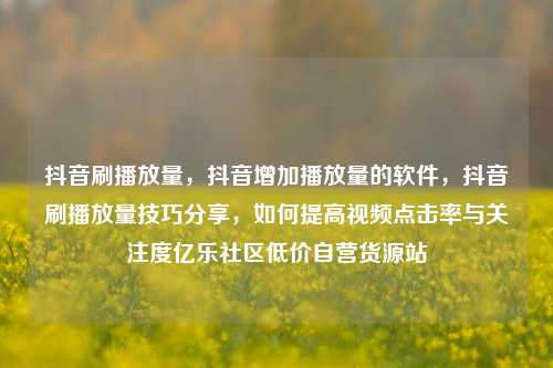抖音刷播放量	，抖音增加播放量的软件，抖音刷播放量技巧分享，如何提高视频点击率与关注度亿乐社区低价自营货源站  第1张