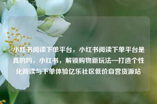 小红书阅读下单平台，小红书阅读下单平台是真的吗，小红书	，解锁购物新玩法—打造个性化阅读与下单体验亿乐社区低价自营货源站  第1张