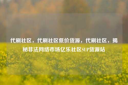 代刷社区	，代刷社区低价货源，代刷社区，揭秘非法网络市场亿乐社区SUP货源站  第1张