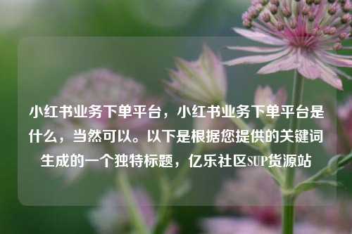 小红书业务下单平台，小红书业务下单平台是什么	，当然可以。以下是根据您提供的关键词生成的一个独特标题，亿乐社区SUP货源站  第1张