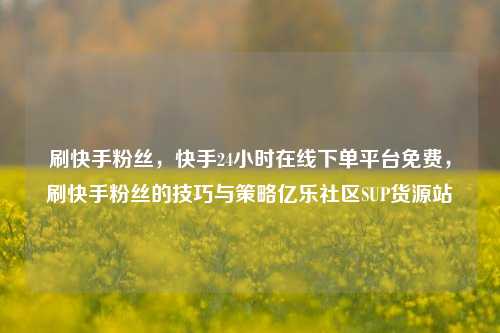 刷快手粉丝，快手24小时在线下单平台免费，刷快手粉丝的技巧与策略亿乐社区SUP货源站  第1张