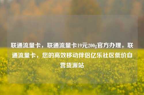 联通流量卡，联通流量卡19元200g官方办理，联通流量卡	，您的高效移动伴侣亿乐社区低价自营货源站  第1张