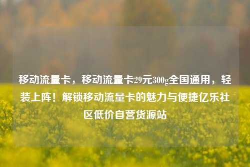 移动流量卡，移动流量卡29元300g全国通用	，轻装上阵！解锁移动流量卡的魅力与便捷亿乐社区低价自营货源站  第1张