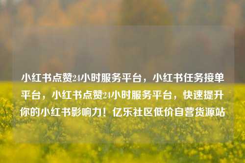 小红书点赞24小时服务平台	，小红书任务接单平台，小红书点赞24小时服务平台，快速提升你的小红书影响力！亿乐社区低价自营货源站  第1张