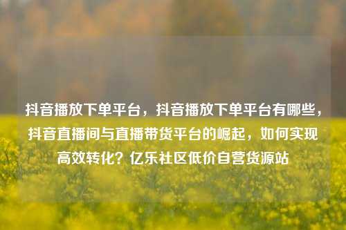 抖音播放下单平台，抖音播放下单平台有哪些，抖音直播间与直播带货平台的崛起	，如何实现高效转化？亿乐社区低价自营货源站  第1张