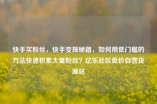 快手买粉丝，快手变现秘籍，如何用低门槛的方法快速积累大量粉丝？亿乐社区低价自营货源站  第1张
