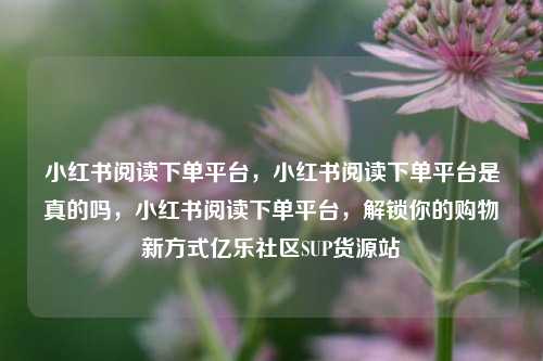 小红书阅读下单平台，小红书阅读下单平台是真的吗，小红书阅读下单平台，解锁你的购物新方式亿乐社区SUP货源站  第1张