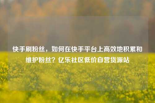 快手刷粉丝	，如何在快手平台上高效地积累和维护粉丝？亿乐社区低价自营货源站  第1张