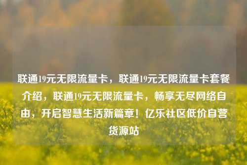 联通19元无限流量卡，联通19元无限流量卡套餐介绍	，联通19元无限流量卡，畅享无尽网络自由，开启智慧生活新篇章！亿乐社区低价自营货源站  第1张