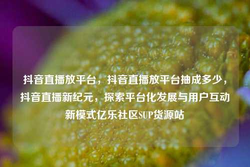 抖音直播放平台，抖音直播放平台抽成多少，抖音直播新纪元	，探索平台化发展与用户互动新模式亿乐社区SUP货源站  第1张