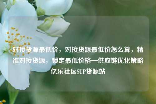 对接货源最低价，对接货源最低价怎么算，精准对接货源	，锁定最低价格—供应链优化策略亿乐社区SUP货源站  第1张